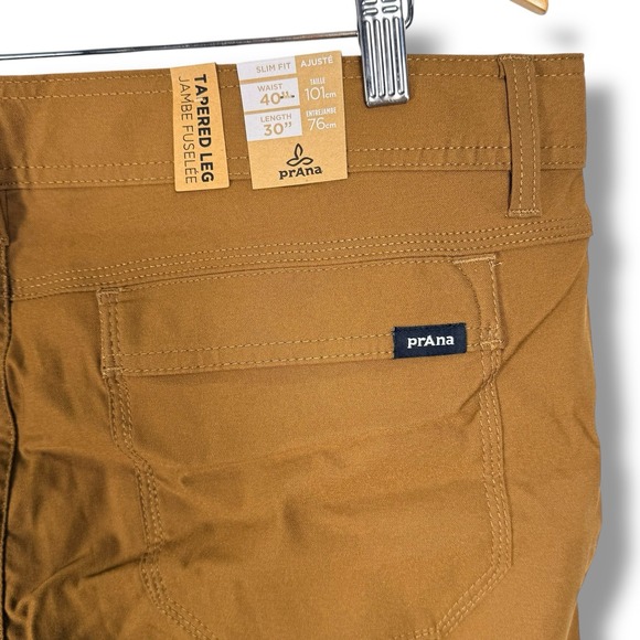 Prana Stretch Zion Pant II Slim Fit Tapered Leg Mens 40 X 30 Sepia Brown NEW - Picture 11 of 14